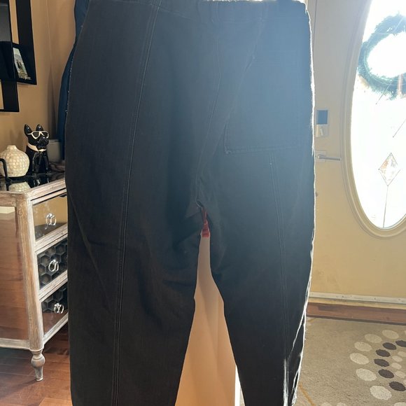 Black Drawstring Denim Look Wide-Leg Pant - Picture 3 of 3